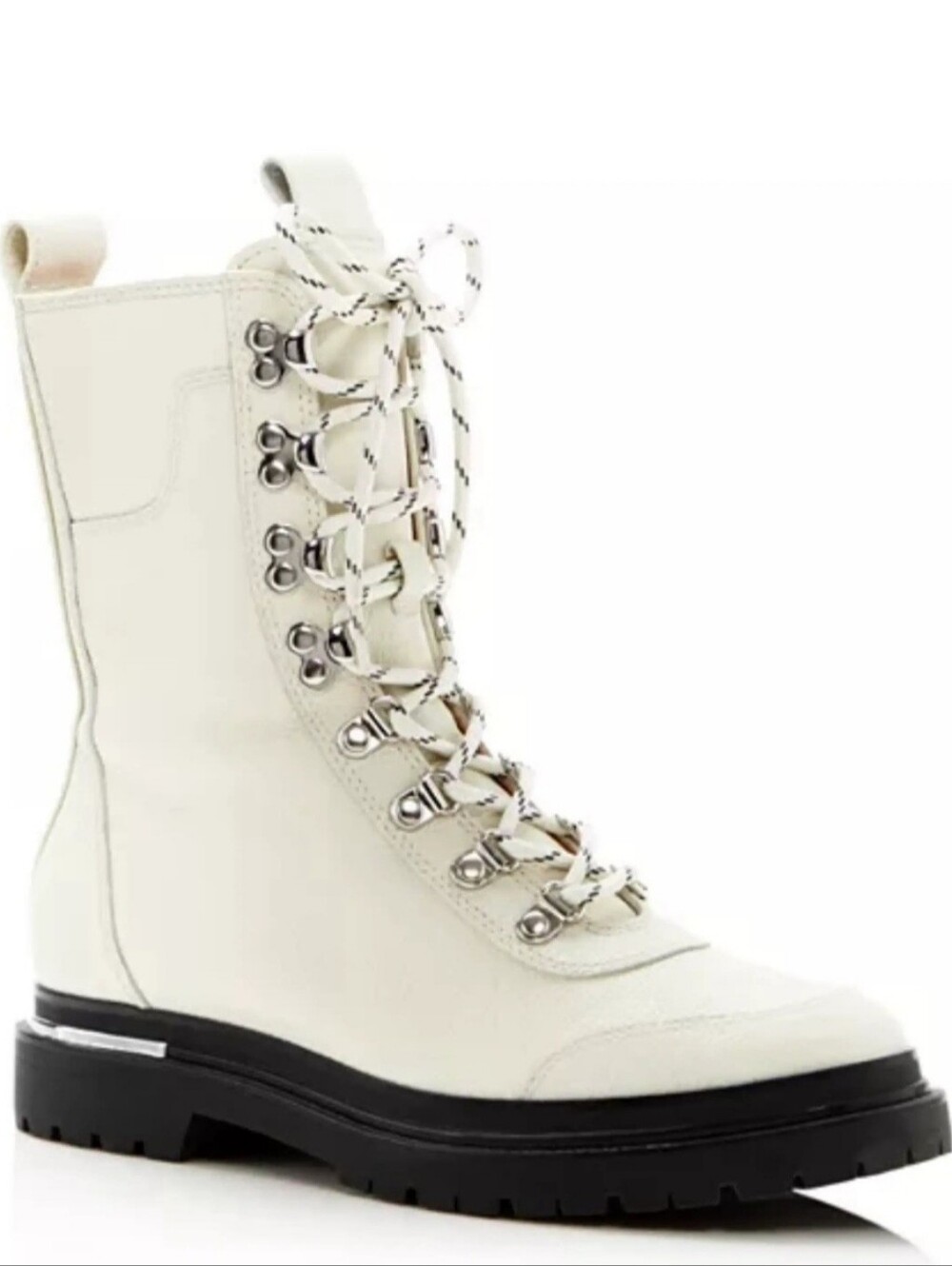 Via Spiga Tavvi Hiker Boots Milk White Leather Combat Boots